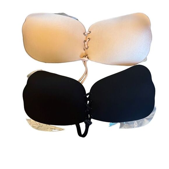 Lnabna Adhesive Invisible Strapless Bras (2) NIB C Cup Tan & Black - Picture 5 of 6